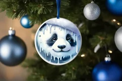 Winter Panda Christmas Ornament Sublimation PNG Product Image 4