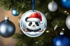 Winter Panda Portrait Round Ornament Sublimation PNG Product Image 1