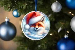 Festive Fox Christmas Ornament Sublimation PNG Product Image 4