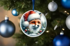 Whimsical Fox Christmas Ornament Sublimation PNG Product Image 4