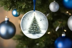 Christmas Tree Round Ornament Sublimation PNG Product Image 4