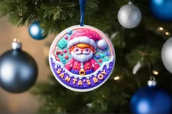 Santa's BOY Round Ornament Sublimation PNG Product Image 1