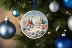 Winter Candy Christmas Ornament Sublimation PNG Product Image 4