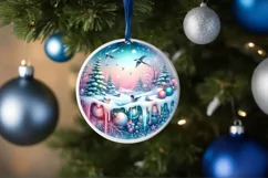 Birds Round Ornament Sublimation PNG Product Image 1