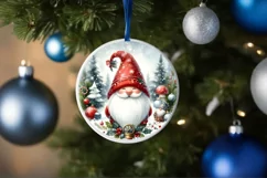 Gnome Round Ornament Sublimation PNG Product Image 1