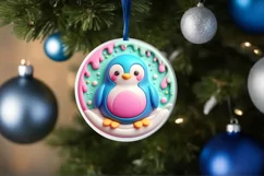 3D Christmas Penguin Ornament PNG Product Image 1