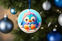 3D Christmas Penguin Ornament PNG Product Image 1