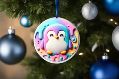 Penguin Christmas Ornament Sublimation PNG Product Image 1