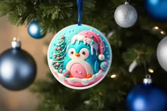 3D Christmas Penguin Ornament PNG Product Image 4