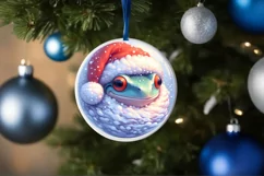 Cheerful Frog Christmas Ornament Sublimation PNG Product Image 4
