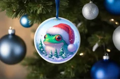 Festive Frog Christmas Ornament Sublimation PNG Product Image 4