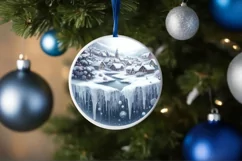 Town Round Ornament Sublimation PNG Product Image 4