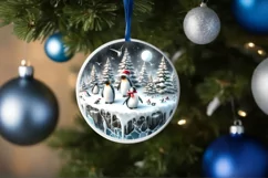 Round Christmas Ornament Sublimation|Clipart Product Image 1