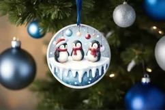 Penguins Winter Christmas Ornament Sublimation PNG Product Image 1