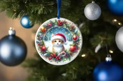 Cat Christmas Ornament Sublimation PNG Product Image 1