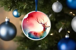 Reindeer Christmas Ornament Sublimation PNG Product Image 4