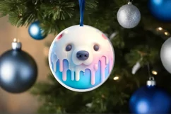 Polar Bear Christmas Ornament Sublimation PNG Product Image 4