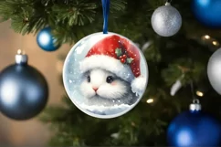 Bunny Winter Christmas Ornament Sublimation PNG Product Image 4