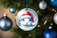 Enchanting Bunny Christmas Ornament Sublimation PNG Product Image 4