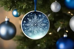 Snowflake Round Ornament Sublimation PNG Product Image 4