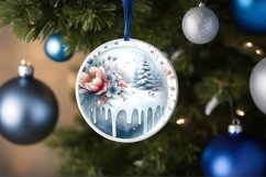 Winter Scene with Flowers Round Christmas Ornament Product Image 4