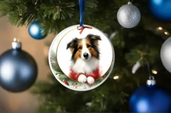 Centered Dog Christmas Ornament Sublimation PNG Product Image 4