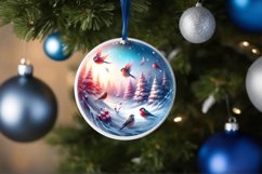 Winter Scene with Birds Round Christmas Ornament Sublimation Product Image 4