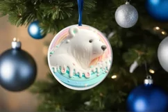 Polar Bear Christmas Ornament Sublimation PNG Product Image 1