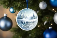 Round Christmas Ornament Sublimation|Clipart Product Image 4