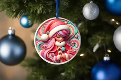 Santa's Girl Type Treatment Christmas Ornament Sublimation Product Image 4