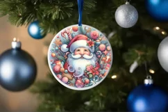 Centered Santa Christmas Ornament Sublimation PNG Product Image 1