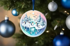 3D Winter Scene Christmas Ornament Sublimation PNG Product Image 4