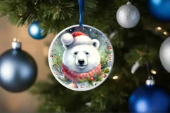 Colorful Polar Bear Christmas PNG Product Image 1