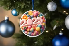 2025 with Depth Round Ornament Sublimation PNG Product Image 4