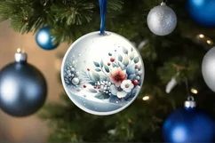Winter Scene with Flowers Watercolor Image PNG Product Image 4