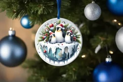 Winter Scene with Penguins Digital Painting PNG Product Image 1
