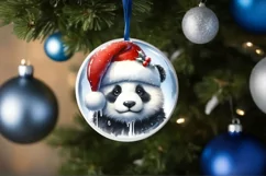 santa hat panda portrait Christmas Winter Scene PNG Product Image 4