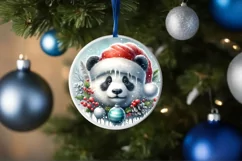 Panda Portrait Winter Round Ornament Sublimation PNG Product Image 4