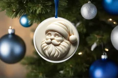 Santa Winter Round Ornament Sublimation PNG Product Image 4