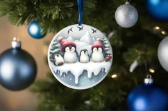 Penguins Winter Scene Christmas PNG Product Image 1