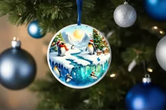 3D Winter Scene with Penguins Sublimation PNG Product Image 1
