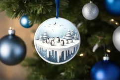 Penguins Winter Scene Christmas PNG Product Image 4
