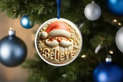 3D Santa Believe Ornament PNG Product Image 4