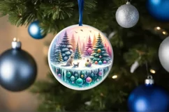 Winter Scene with Cow and Dog Ornament Product Image 4