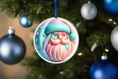 Santa Round Ornament Sublimation PNG Product Image 1