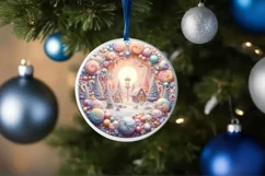 Detailed Christmas Candy Round Ornament Sublimation PNG Product Image 4