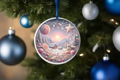 Detailed Christmas Candy Round Ornament Sublimation PNG Product Image 1