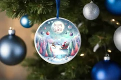 Santa Large Text Round Ornament Sublimation PNG Product Image 1
