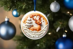 3D Deer Round Ornament Sublimation PNG Product Image 4