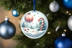 Winter Candies Round Ornament Sublimation PNG Product Image 4